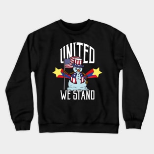 Proud American Snowmen Funny Winter American Snowman Crewneck Sweatshirt